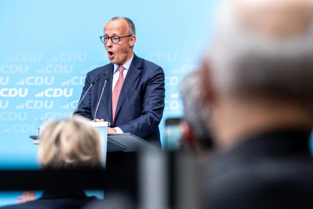Chancellor Friedrich Merz at the CDU s final campaign rally ahead of the upcoming Berlin House of Representatives election at the Konrad Adenauer House in Berlin Campaigning in Berlin sp2026091757103
