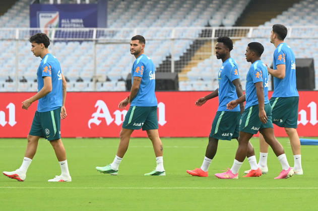 KOLKATA, INDIA - OCTOBER 2: Vinicius Junior of Brazil Men s National Football team during training session ahead of upcoming International Friendly match against India at Vivekananda Yuva Bharati (Salt Lake) Stadium on October 2, 2026 in Kolkata, India. (Photo by Samir Jana Hindustan Times ) Brazil National Football Team Arrive In Kolkata Ahead Of Their Match Against Indian Football Team