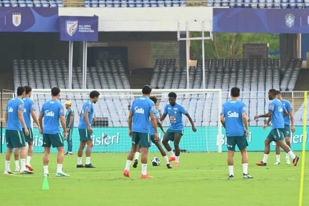 KOLKATA, INDIA - OCTOBER 2: Vinicius Junior of Brazil Men s National Football team during training session ahead of upcoming International Friendly match against India at Vivekananda Yuva Bharati (Salt Lake) Stadium on October 2, 2026 in Kolkata, India. (Photo by Samir Jana Hindustan Times ) Brazil National Football Team Arrive In Kolkata Ahead Of Their Match Against Indian Football Team