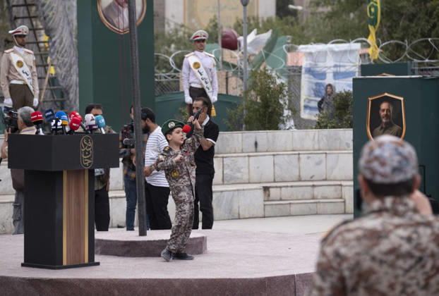 Opening Ceremony Of Second City-Square Military Training Camp An Iranian schoolboy wearing an Iranian Army military uniform performs during the opening ceremony of the second city-square military training camp for self-sacrificing forces in downtown Tehran, Iran, on October 3, 2026. The camp was established by the Basij paramilitary force, with personnel from the Islamic Republic of Iran Army responsible for training the volunteers. Tehran Tehran Iran Copyright: xMortezaxNikoubazlx originalFilename: nikoubazl-openingc261003_npCd6