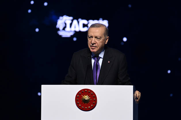 Turkish President Recep Tayyip Erdogan ANTALYA, TURKIYE - OCTOBER 05: Turkish President Recep Tayyip Erdogan delivers a speech during the opening of the International Astronautical Congress at the NEST Congress Center, on October 05, 2026 in Antalya, Turkiye. Muhammed Abdullah Kurtar Anadolu Antalya Turkey. Editorial use only. Please get in touch for any other usage.  Copyright: x2026xAnadoluxMuhammedxAbdullahxKurtarx
