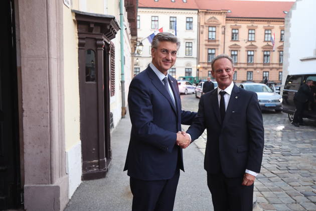 Croatian PM Plenkovic meets Swiss Council of States Croatian Prime Minister Andrej Plenkovic met with Swiss Council of States President Stefan Engler on October 5, 2026, in Zagreb, Croatia, at the Banski Dvori government offices. SlavkoxMidzor PIXSELL