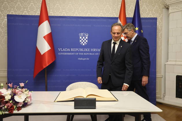 Croatian PM Plenkovic meets Swiss Council of States Croatian Prime Minister Andrej Plenkovic met with Swiss Council of States President Stefan Engler on October 5, 2026, in Zagreb, Croatia, at the Banski Dvori government offices. SlavkoxMidzor PIXSELL