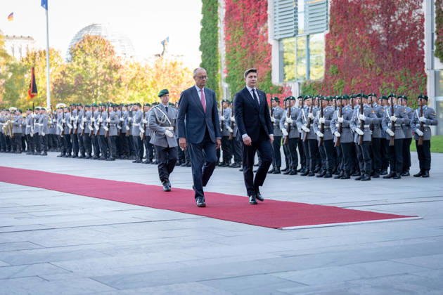 Chancellery, Visit, Prime Minister, Lithuania, Mindaugas Sinkevicius, Berlin, Chancellery, Prime Minister, Lithuania, Mindaugas Sinkevicius, Military Honors, Friedrich Merz, Federal Chancellor, Berlin, Berlin, GER