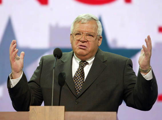 August 30, 2004, New York, New York, USA; Speaker of the House DENNIS HASTERT speaks on the first day of the Republican National Convention (RNC) in New York. New York USA - ZUMAk08_ 20040830_mar_k08_908 Copyright: xChrisxKleponisx