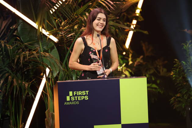 FIRST STEPS 2026 Big Audience Award-winning book *OPERATION OBERLAND* by Patricia SchuÌˆtz; award presentation on stage at the FIRST STEPS 2026 awards ceremony at the Theater des Westens in Berlin Copyright: xEventpressxFuhrx