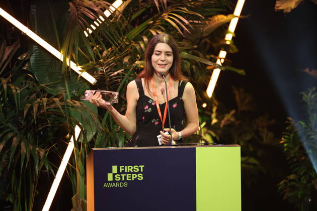 FIRST STEPS 2026 Big Audience Award-winning book *OPERATION OBERLAND* by Patricia SchuÌˆtz; award presentation on stage at the FIRST STEPS 2026 awards ceremony at the Theater des Westens in Berlin Copyright: xEventpressxFuhrx