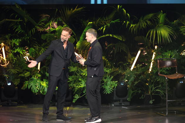 FIRST STEPS 2026 Medium-Length Feature Film: Acceptance Speech by Erik Schmitt and the winning medium-length feature film *HASENFUSS* by Maximilian Conway. Award presentation on stage at the FIRST STEPS 2026 ceremony at the Theater des Westens in Berlin Copyright: xEventpressxFuhrx