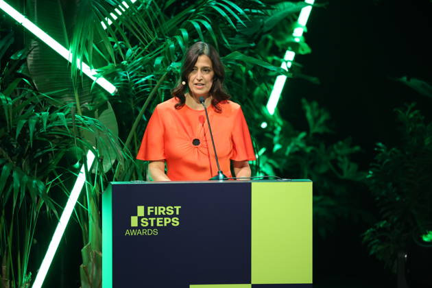 FIRST STEPS 2026 Screenplay Acceptance Speech by Leila Hamid on stage at the FIRST STEPS 2026 Awards Ceremony at the Theater des Westens in Berlin Copyright: xEventpressxFuhrx