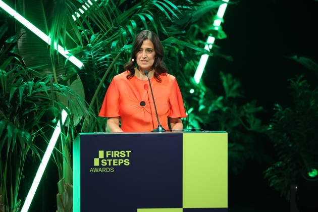 FIRST STEPS 2026 Screenplay Acceptance Speech by Leila Hamid on stage at the FIRST STEPS 2026 awards ceremony at the Theater des Westens in Berlin Copyright: xEventpressxFuhrx