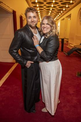 ABB FIRSTSTEPS: Knud Riepen and Gisa Flake attend the party following the 2026 FIRST STEPS Awards ceremony at the Theater des Westens on October 5, 2026, in Berlin, Germany