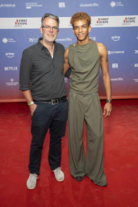 ABB FIRSTSTEPS: Robert Thalheim and Salimou Thiam on the red carpet at the 2026 FIRST STEPS Awards ceremony at the Theater des Westens on October 5, 2026, in Berlin, Germany