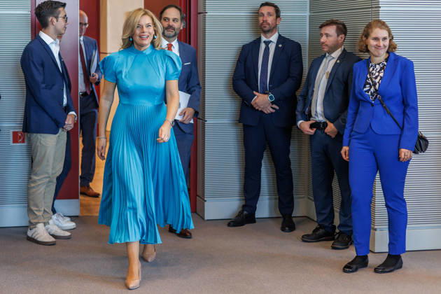 Bundestag: Bundestag President Julia Kloeckner welcomes the Prime Minister of the Republic of Lithuania, Mindaugas Sinkevicius, to the German Bundestag on October 6, 2026, in Berlin, Berlin, Berlin, Germany, Bundestag