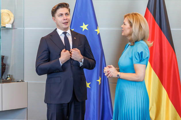 Bundestag: Bundestag President Julia Kloeckner welcomes the Prime Minister of the Republic of Lithuania, Mindaugas Sinkevicius, to the German Bundestag on October 6, 2026, in Berlin, Berlin, Berlin, Germany, Bundestag