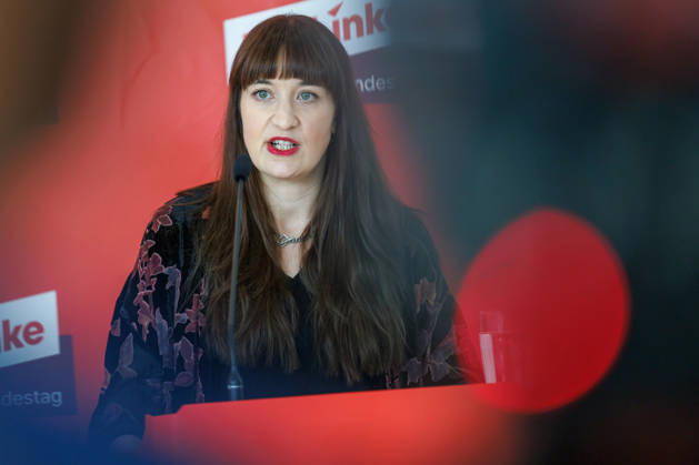 Statement by Die Linke s Heidi Reichinnek during a Die Linke press conference on October 6, 2026, in Berlin, Berlin, Berlin, Germany, Reichstag