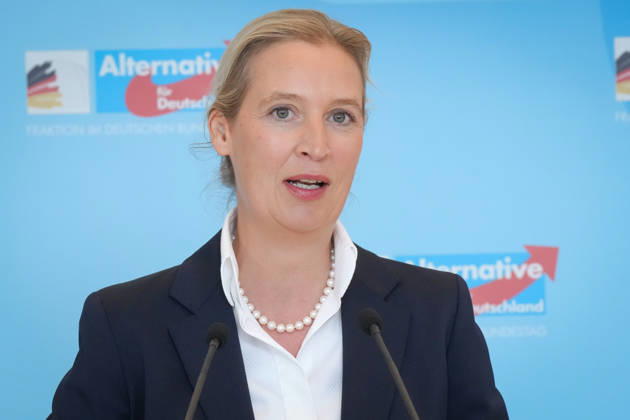 Press conference by the AfD chairwoman ahead of the parliamentary group meeting: Alice Weidel, AfD, pictured during a press statement ahead of the AfD parliamentary group meeting in the German Bundestag, Berlin, October 6, 2026, Berlin, Berlin, Germany