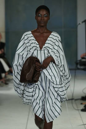 PFW - Litkovska Runway A model walks the runway during the Litkovska Womenswear Spring Summer 2027 show as part of the Paris Fashion Week on October 6, 2026 in Paris, France. Photo by Alain-Gil Gonzalez ABACAPRESS.COM Paris France  Copyright: xGonzalezxAlain-Gil ABACAx