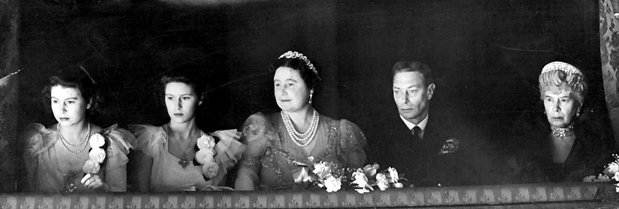 Royal Family Attend The Reopening of The Royal Opera House, Covent Garden -- Left to right - Princess Elizabeth, Princess Margaret, H.M. the Queen, H.M. the King, and Queen Mary in the Royal box at the Royal Opera House, Covent Garden, London, during the opening performance of the season. A brilliant audience greeted the reopening of the Royal Opera House, Covent Garden, when the Sadler s Wells ballet company performed the Tchaikovsky ballet, The sleeping Beauty . Their Majesties the King and Queen, were present, accompanied by Queen Mary, Princess Elizabeth and Princess Margaret. The audience also include the Prime Minister and Mrs. Attlee, as well as many Cabinet Ministers and foreign diplomats. The building itself escaped damage during  Copyright: xCopyrightxUnknownx 5513-72813785