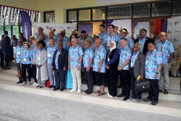 October 6, 2026, Funafuti, Funafuti, Tuvalu: Australian Prime Minister ANTHONY ALBANESE, Fijian Prime Minister SITIVENI RABUKA, and Tuvaluan Prime Minister FELETI TEO and other international leaders attend the Pre-COP31 Leaders™ event in Funafuti, Tuvalu, on October 6, 2026. Complementing the ministerial meeting in Fiji, the visit brings global decision-makers to the low-lying Pacific island nation to witness climate impacts and community adaptation efforts firsthand and advance climate action ahead of COP31 in Antalya, Türkiye. Funafuti Tuvalu - ZUMA 20261006_int_h213_016 Copyright: xHuang Mendersx