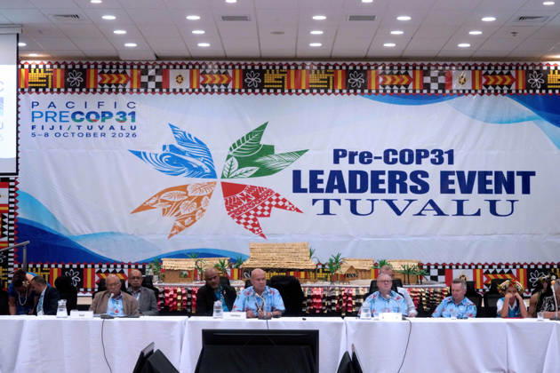October 6, 2026, Funafuti, Funafuti, Tuvalu: Fijian Prime Minister SITIVENI RABUKA, Tuvaluan Prime Minister FELETI TEO, Australian Prime Minister ANTHONY ALBANESE, and CHRIS BOWEN, and Australian Minister for Climate Change and Energy participate in the Pre-COP31 Leaders™ event in Funafuti, Tuvalu. Over a dozen leaders touched down on the tiny Pacific atoll nation of Tuvalu on October 6, 2026 for a first-hand look at a once-vibrant ecosystem being threatened due to climate change. Funafuti Tuvalu - ZUMA 20261006_int_h213_040 Copyright: xHuang Mendersx