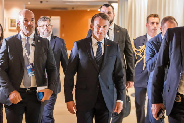 EU MED9 Bilateral meet Plenkovic - Macron Croatian Prime Minister Andrej Plenkovic meets French President Emmanuel Macron during bilateral meetings on the sidelines of the EU MED9 summit in Split, Croatia on October 7, 2027.  ZvonimirxBarisin PIXSELL