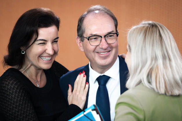 61st Meeting of the Federal Cabinet – Latest News, October 7, 2026, Berlin, Dorothee Baer, Federal Minister for Research, Technology, and Space, with Alexander Dobrindt, Federal Minister of the Interior, and Nina Warken, prior to the Cabinet meeting; Federal Cabinet meeting at the Federal Chancellery in Berlin, Berlin, Germany