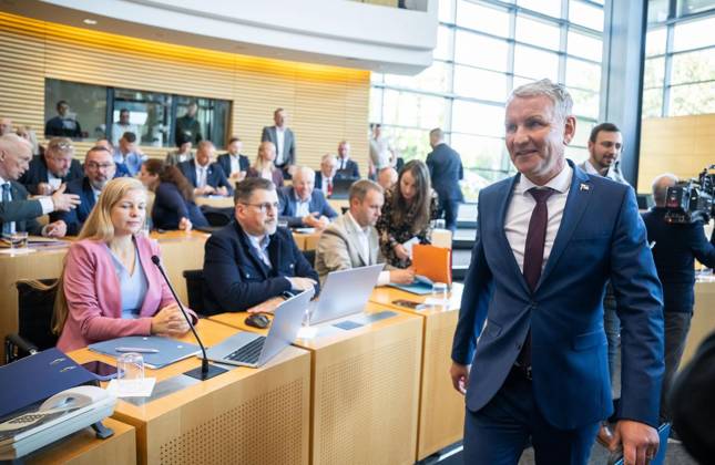 8 THURINGIAN STATE PARLIAMENT 55TH PLENARY SESSION ** FOR EDITORIAL USE ONLY ** EDITORIAL USE ONLY ** Oct. 7, 2026, Erfurt, Thuringian State Parliament, 8th Legislative Term, 55th Plenary Session. Photo: Björn Höcke (AfD), parliamentary group leader, Germany, Thuringia, Erfurt. Copyright SaschaxFromm Copyright: SaschaxFromm doc87xbt4ttqbr17k9m0tf1 ,EDITORIAL USE ONLY Copyright: SaschaxFromm