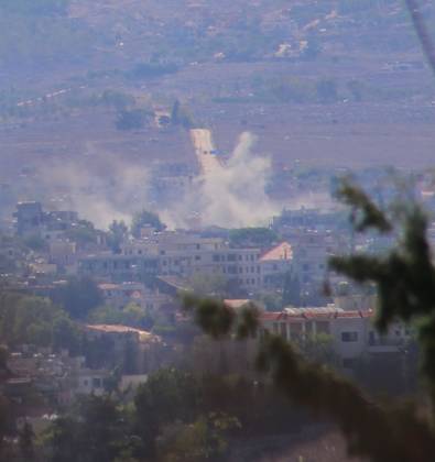October 7, 2026, Nabathie, Lebanon: KFAR TIBNIT, SOUTHERN LEBANON, OCTOBER 7, 2026: Smoke rises after several artillery shells strike the town of Kfar Tibnit in southern Lebanon amid continuing military activity in the area. Nabathie Lebanon - ZUMAq101 20261007_zna_q101_067 Copyright: xRazanxKdouhx