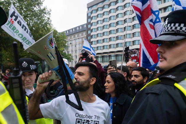 Pro-Palestinian protesters march In London LONDON, UNITED KINGDOM - OCTOBER 7: Pro-Palestinian demonstrators and students take part in a protest on the third anniversary of the October 7, 2023 attacks on Gaza in London, United Kingdom, on October 7, 2026. Protestors called for an end to Israeli military operations in Gaza and expressed solidarity with the Palestinian people. Thomas Krych Anadolu London United Kingdom. Editorial use only. Please get in touch for any other usage. Copyright: x2026xAnadoluxThomasxKrychx