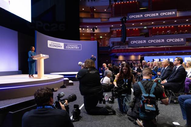 October 7, 2026, Birmingham, United Kingdom: Leader of the Conservative Party Kemi Badenoch gives her keynote speech at the International Convention Centre on the final day (day four) of the Conservative Party Conference at the International Convention Centre in Birmingham..The Conservative Party leader, Kemi Badenoch s gives her keynote speech at the International Convention Centre on the final day (day four) of the Conservative Party Conference at the International Convention Centre in Birmingham. The Conservative Party opened its annual conference under the slogan Stronger economy, stronger countryÃ¢ Birmingham United Kingdom - ZUMAs197 20261007_aaa_s197_049 Copyright: xPhilxLewisx
