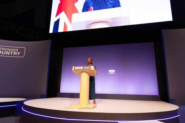October 7, 2026, Birmingham, United Kingdom: Leader of the Conservative Party Kemi Badenoch gives her keynote speech at the International Convention Centre on the final day (day four) of the Conservative Party Conference at the International Convention Centre in Birmingham..The Conservative Party leader, Kemi Badenoch s gives her keynote speech at the International Convention Centre on the final day (day four) of the Conservative Party Conference at the International Convention Centre in Birmingham. The Conservative Party opened its annual conference under the slogan Stronger economy, stronger countryÃ¢ Birmingham United Kingdom  - ZUMAs197 20261007_aaa_s197_054 Copyright: xPhilxLewisx