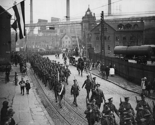 The Arrival of the British Contingent. The British contingent of the Saar International Force in Saarbrucken arriving. January 21, 1935.  Copyright: xThexTimesx 5513-76012280