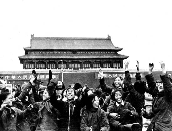 Women In The Chinese Air Force -- Chinese girls go into raptures of delights as planes manned by women fly over Tien-an-Men Square, Red Square of Pekin. June 23, 1952. (Photo by Camera Press).  Copyright: xCameraxPressxLtd.x 5513-76015395