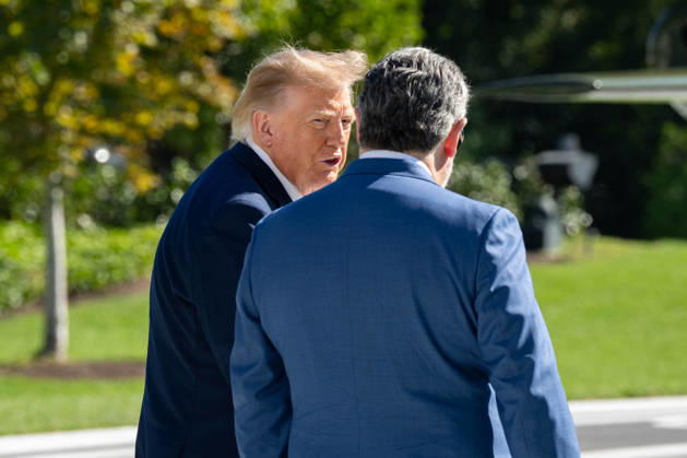 October 7, 2026, Washington, District Of Columbia, United States: President DONALD TRUMP walks with Sen. TED CRUZ toward Marine One on the South Lawn of the White House before departing for San Antonio, Texas, where Trump is scheduled to headline a midterm campaign rally. Washington United States - ZUMAk206 20261007_znp_k206_006 Copyright: xMattxKaminskyx