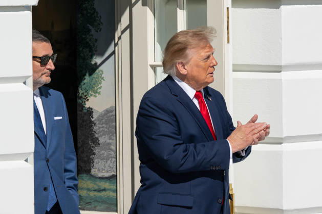October 7, 2026, Washington, District Of Columbia, United States: President DONALD TRUMP and Sen. TED CRUZ walk out onto the South Lawn of the White House ahead of TrumpÃ¢â‚¬â ¢s departure for San Antonio, Texas, where he is scheduled to headline a midterm campaign rally. Washington United States  - ZUMAk206 20261007_znp_k206_025 Copyright: xMattxKaminskyx