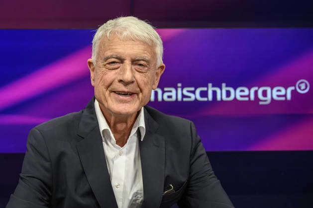 Pictured, from left: Werner Sonne, journalist and author, GER, Berlin, studio, guest on Maischberger, political talk show, TV, program, with host Sandra Maischberger, Das Erste, from Adlershof, Am Studio 20, October 7, 2026, Copyright: HMBxMedia UwexKoch