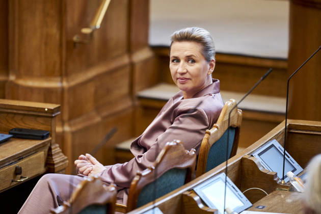 Opening Debate in the Danish Parliament: Prime Minister Mette Frederiksen of the Social Democratic Party during the opening debate of the Danish Parliament in the Parliament Hall at Christiansborg on Thursday, October 8, 2026, Copenhagen, Denmark Copyright: RitzauxScanpix ThomasxTraasdahlx spdk20261008-113012-L
