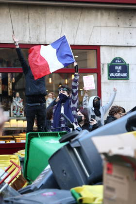 Catholic Institute of Paris and Paris-Panthéon-Assas Students Protest - Paris Students from the Catholic Institute of Paris and Paris-Panthéon-Assas University gather outside Paris-Panthéon-Assas University during a demonstration in support of high school students. The protesters are demanding the hiring of substitute teachers, increased resources, and decent learning conditions. Paris, France, October 8, 2026. Photo by Raphael Lafargue ABACAPRESS.COM Paris Ile-de-France France Copyright: xLafarguexRaphael ABACAx