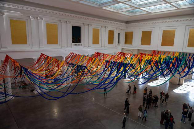 Exhibition Au dela by Sheila Hicks PHOTOPQR VOIX DU NORD FLORENT MOREAU October 8, 2026 LILLE October 8, 2026 The exhibition Au dela by artist Sheila Hicks, is on view at the Palais des Beaux-Arts PHOTO FLORENT MOREAU LA VOIX DU NORD LILLE, FRANCE, OCTOBER 8, 2026 Sheila Hicks – Beyond exhibition at the Palais des Beaux Arts in Lille The internationally renowned American artist presents a new installation in the museum’s atrium, exploring textile fiber through monumental works created especially for the space HAUTS-DE-FRANCE France  Copyright: xPHOTOPQR VOIXxDUxNORD MAXPPPxFLORENTxMOREAUx 20261008VDN9622 20261008VDN9622