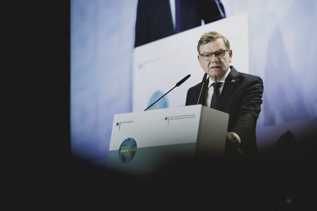 Johann Wadephul, CDU, Federal Minister of Foreign Affairs, photographed during the Berlin Peace Dialogue in Berlin on October 8, 2026. Photographed on behalf of the Federal Foreign Office, Berlin, Germany Copyright: xFlorianxGaertnerx