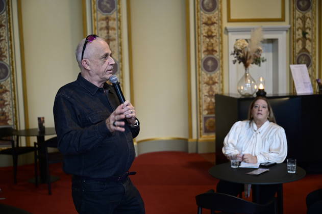 Stefan Hippler and Kathy Kelly at the press conference and presentation of the 16th HOPE Award at the 18th HOPE Gala in Dresden at the Schauspielhaus Dresden, Dresden, October 8, 2026 Copyright: xMatthiasxWehnertx