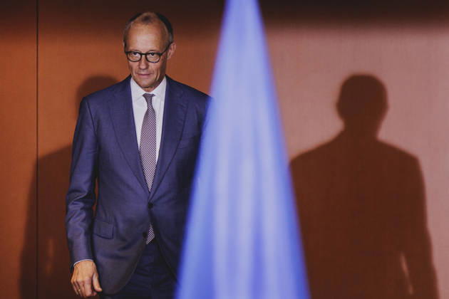 Friedrich Merz (CDU), Chancellor of Germany, photographed before a press statement with the British Prime Minister (not pictured) in Berlin, October 8, 2026, Berlin, Germany Copyright: xFlorianxGaertnerx