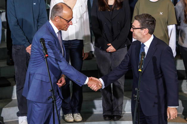 Exchange of the instruments of ratification of the Kensington Treaty by Federal Chancellor Friedrich Merz (CDU) and the Prime Minister of the United Kingdom of Great Britain and Northern Ireland, Andrew Burnham Exchange of the instruments of ratification of the Kens