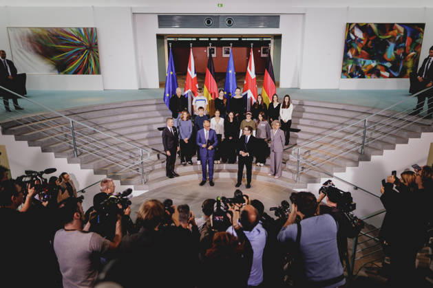 L R Friedrich Merz, CDU, Chancellor of Germany, and Andrew Burnham, Prime Minister of the United Kingdom, photographed during the exchange of the instruments of ratification for the Kensington Treaty in Berlin, October 8, 2026, Berlin, Germany Copyright: xFlorianxGaertnerx