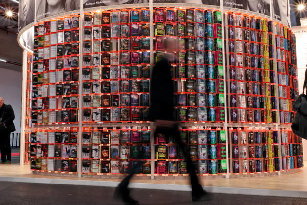 October 8, 2026, Frankfurt am Main, Germany, Visitors to the Frankfurt Book Fair walk past the Knaur booth