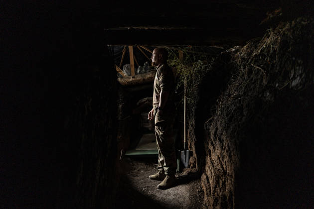 Ukrainian drone units are on duty at the front lines in Donetsk Region DONETSK REGION, UKRAINE - OCTOBER 8: A Ukrainian soldier smokes at the entrance to a shelter belonging to an anti-drone unit in the Donetsk region, Ukraine, 8 October 2026 Diego Herrera Carcedo Anadolu Donetsk Ukraine. Editorial use only. Please get in touch for any other usage.  Copyright: x2026xAnadoluxDiegoxHerreraxCarcedox