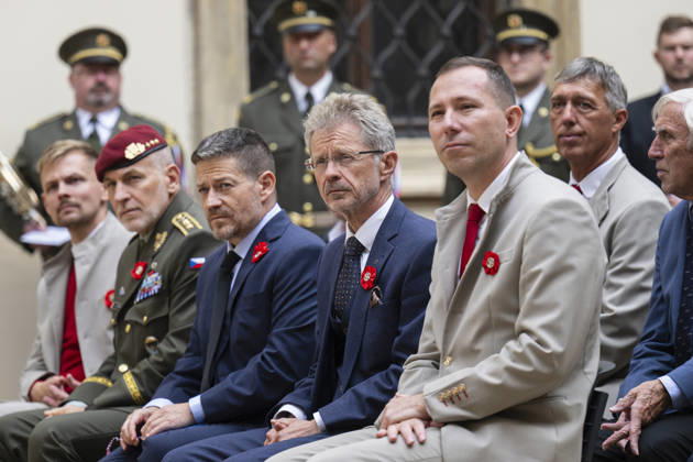 Sokol (Falcon) Movement s Memorial Day honours Sokol members who died in anti-Nazi resistance in Prague, Czech Republic, October 8, 2026. Senate Speaker Milos Vystrcil (ODS), 2nd right, during the commemorative event. (CTKxPhoto MichalxKamaryt) CTKPhotoP2026100806677  CTKPhotoP2026100806677