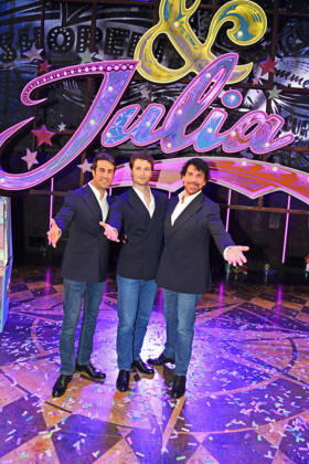 Impulso Tenors German Gholami, Val Mihelcic, and Laszlo Maleczky at the JULIA MUSICAL PREMIERE at the Stage Palladium Theater in Stuttgart on October 8, 2026