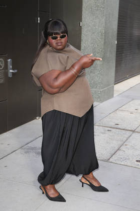 October 8, 2026, New York, New York, USA: GABOUREY SIDIBE arrives at ABC Studios New York USA  - ZUMAh16_ 20261008_zaf_h16_037 Copyright: xDanxHerrickx