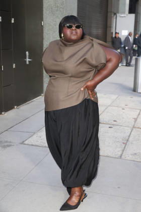 October 8, 2026, New York, New York, USA: GABOUREY SIDIBE arrives at ABC Studios New York USA  - ZUMAh16_ 20261008_zaf_h16_038 Copyright: xDanxHerrickx